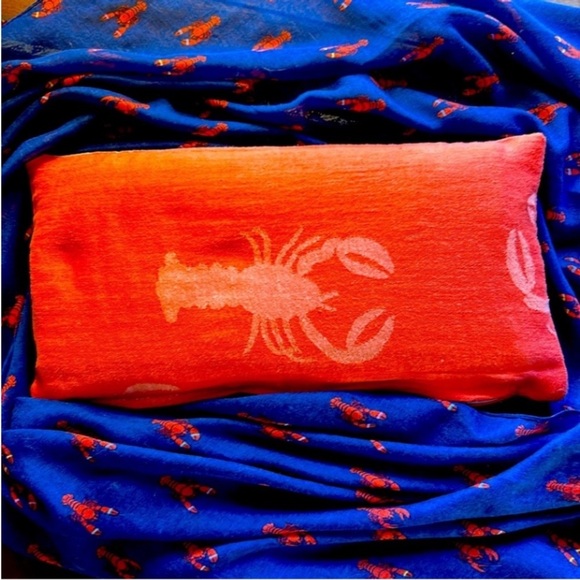 LOBSTER LOUIE Other - Lobster Louie SET Organic Cotton Blanket Towel 2 Sided + Nap Pillow Cover 🦞 Red